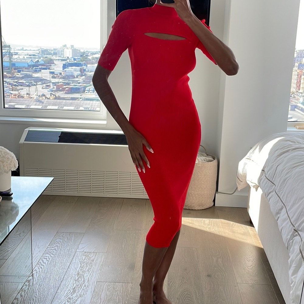 Red midi dress